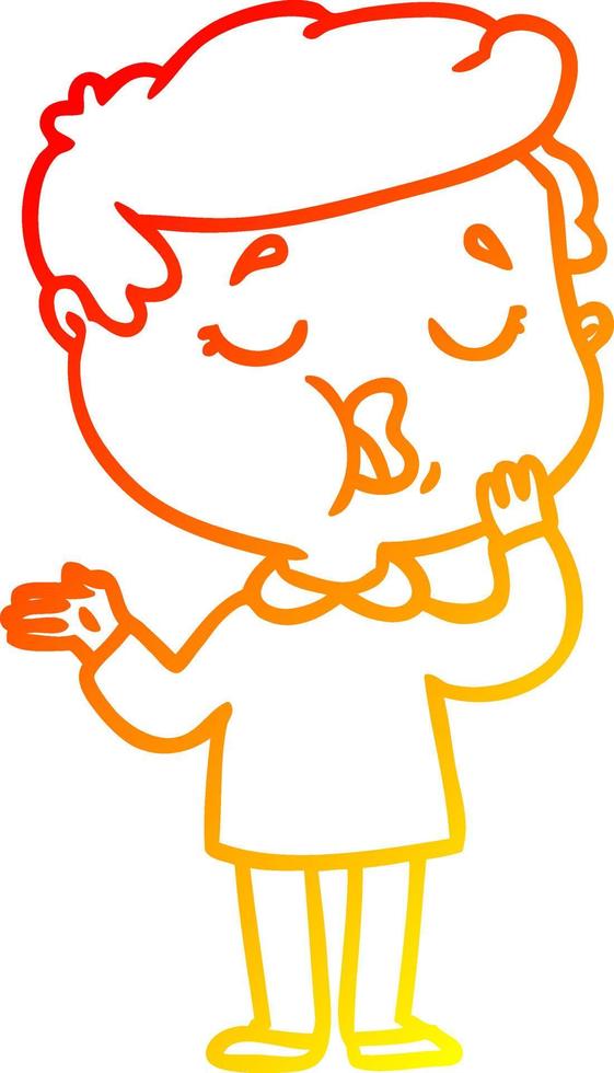 warm gradient line drawing cartoon man talking vector