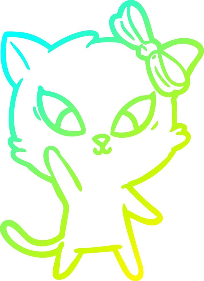 cold gradient line drawing cartoon cat vector