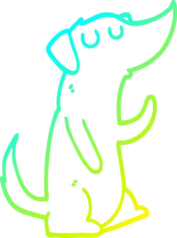 cold gradient line drawing cartoon dog vector
