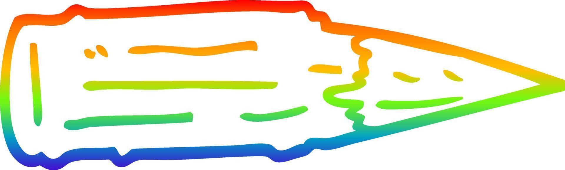 línea de gradiente de arco iris dibujo estaca de madera de dibujos animados vector