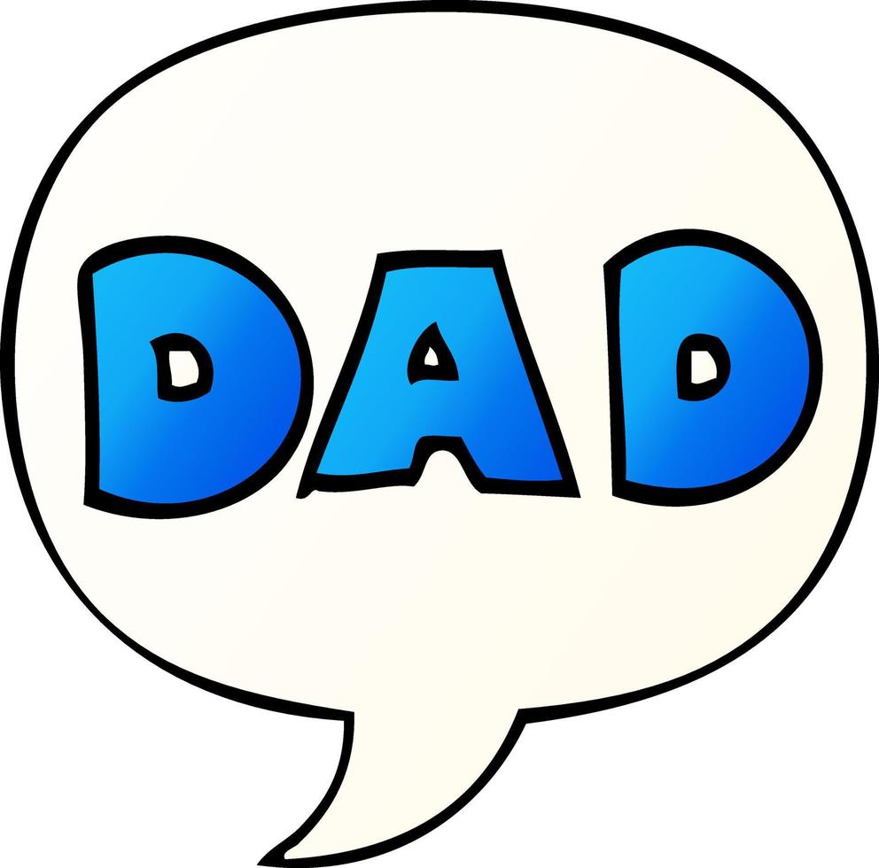 cartoon word dad and speech bubble in smooth gradient style vector