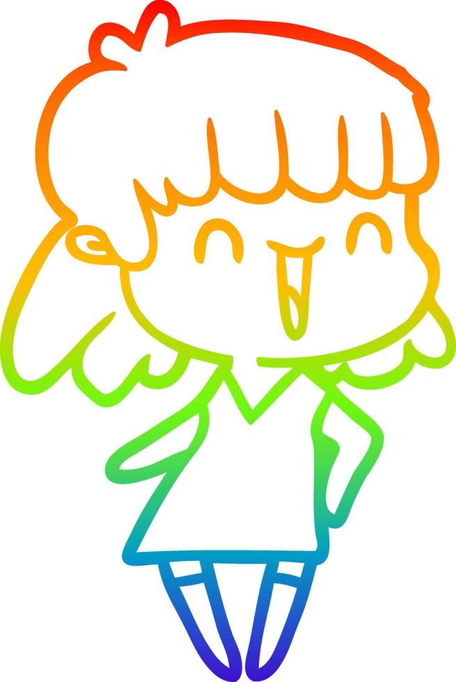 rainbow gradient line drawing cartoon woman vector
