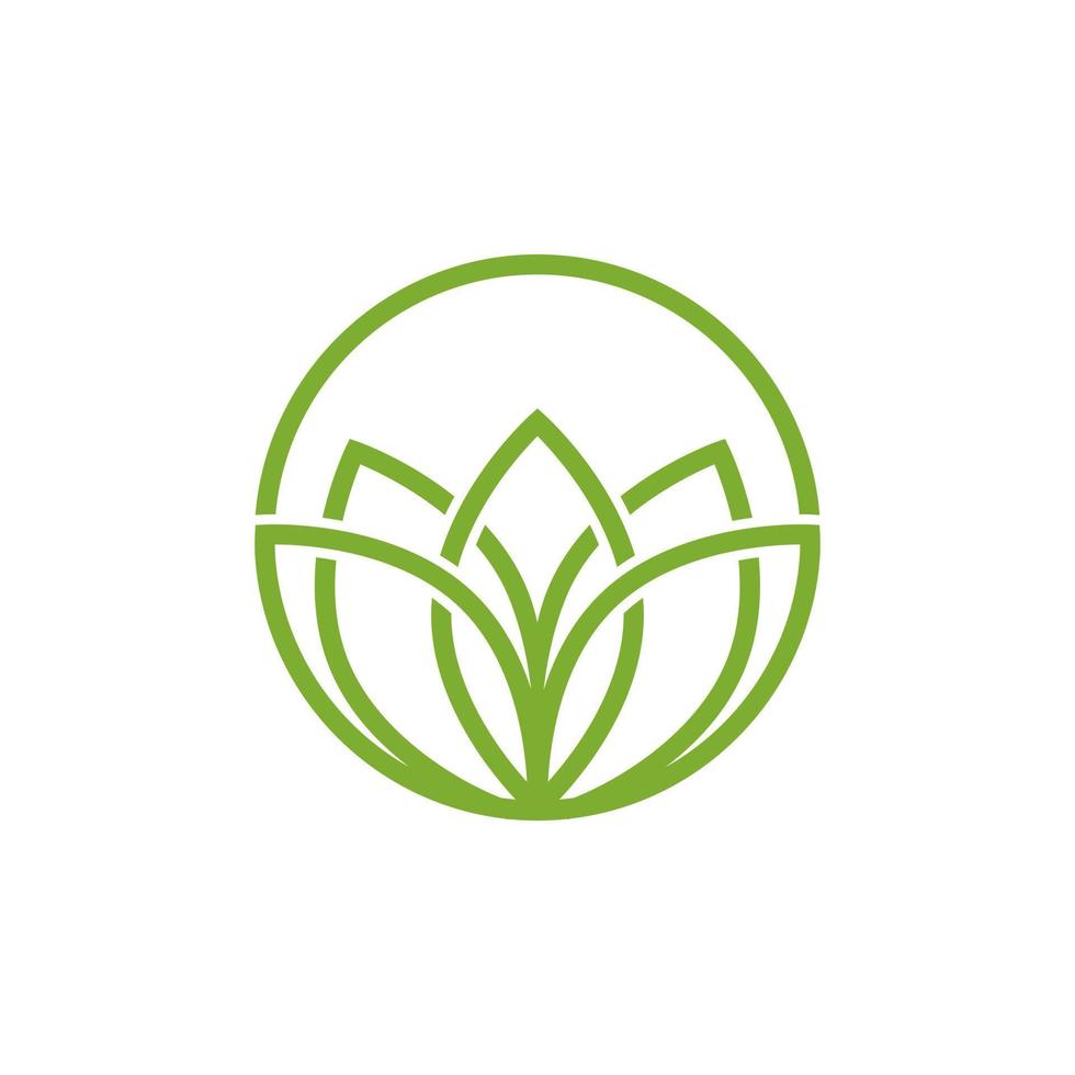 circle line lotus flower logo on white background. vector