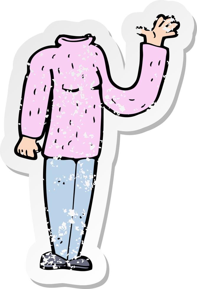 retro distressed sticker of a cartoon headless body vector