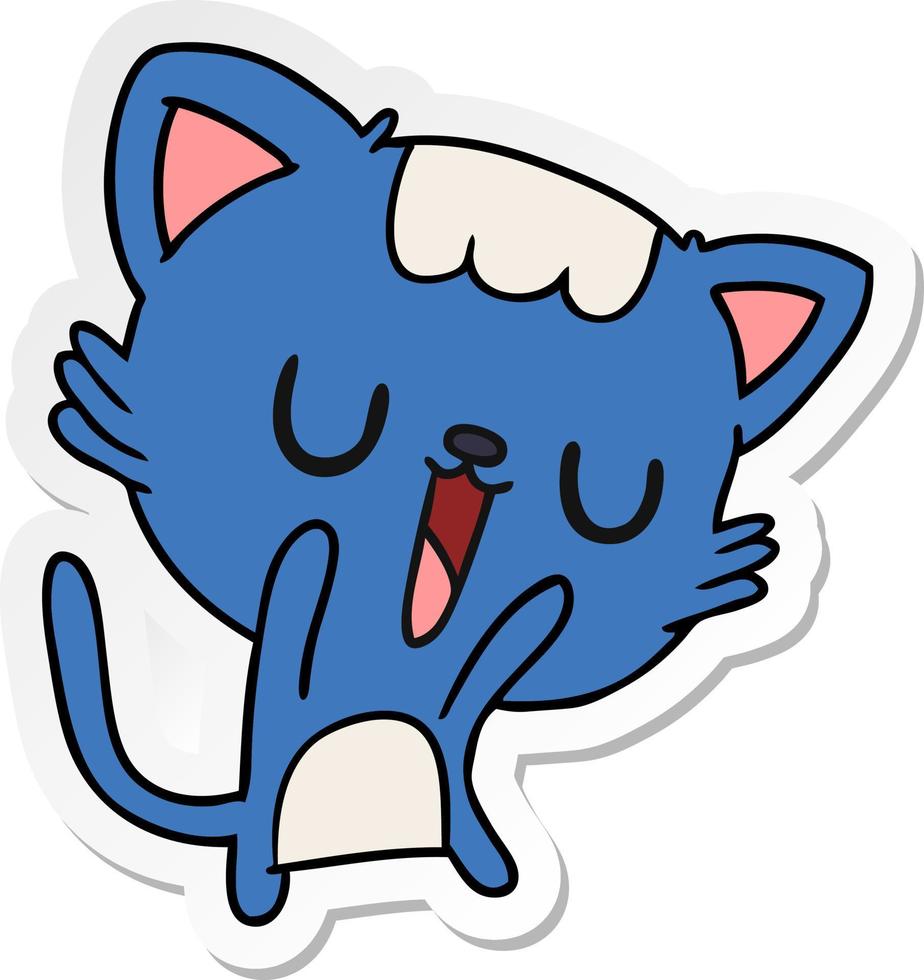 sticker cartoon of cute kawaii cat vector