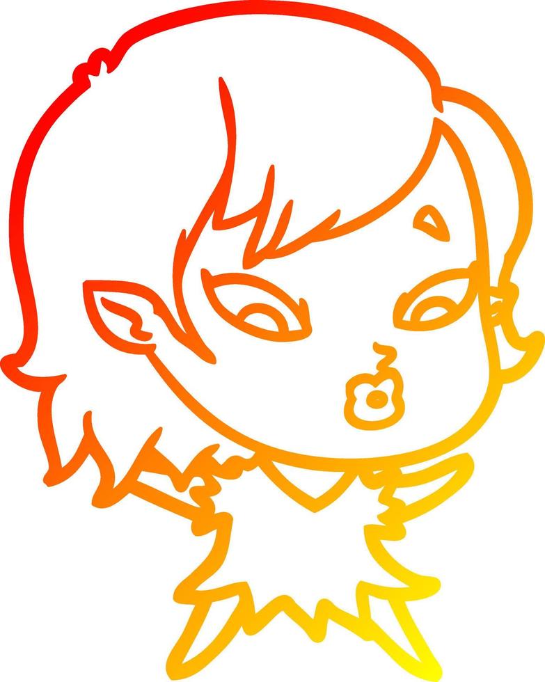 warm gradient line drawing cute cartoon vampire girl vector