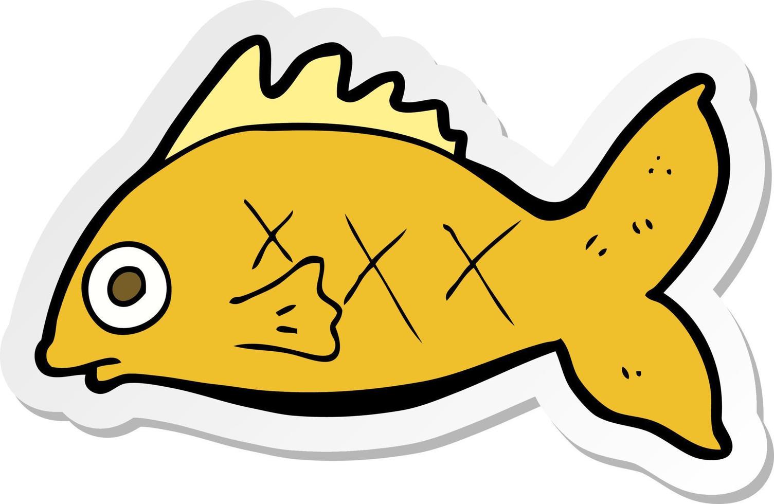 sticker of a cartoon fish vector