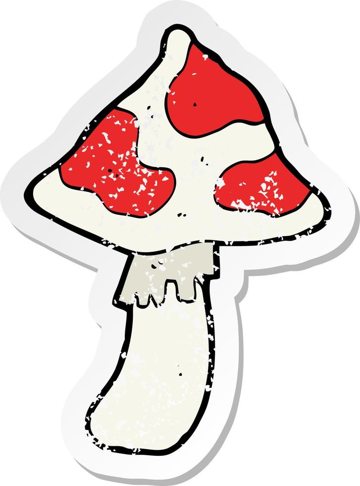 retro distressed sticker of a cartoon toadstool vector