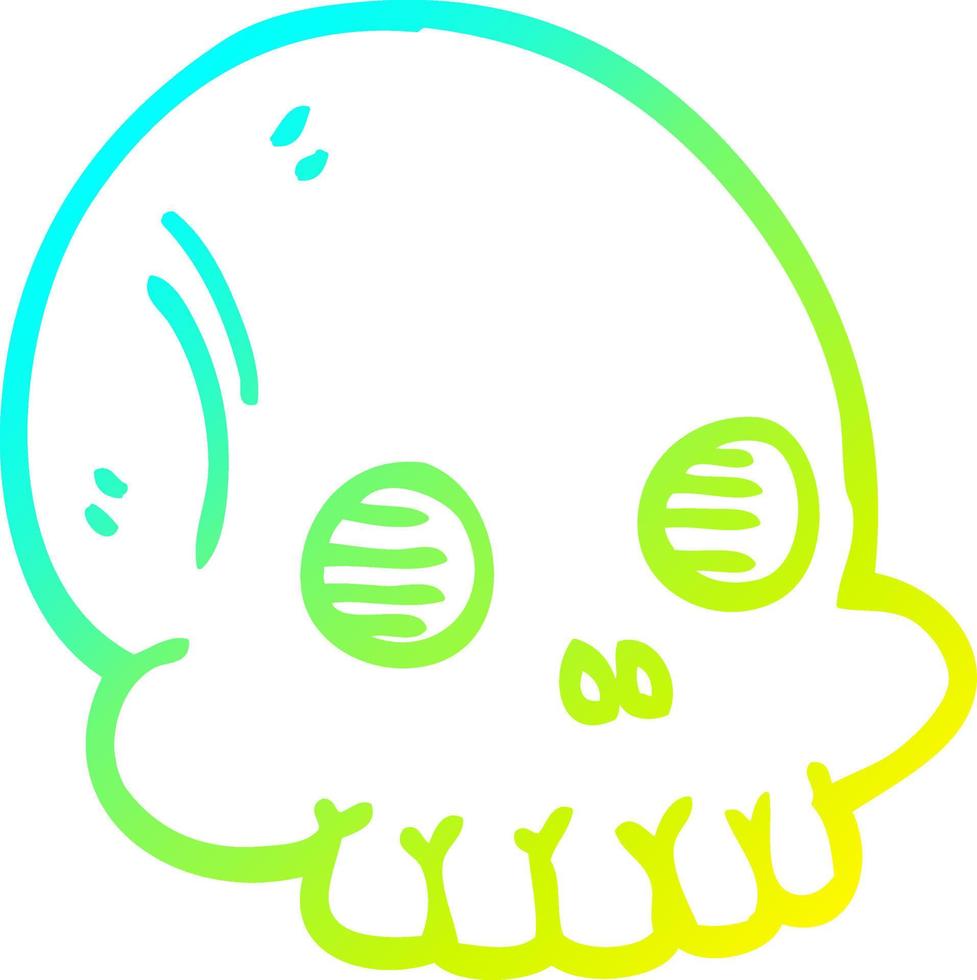 cold gradient line drawing cartoon halloween skull vector