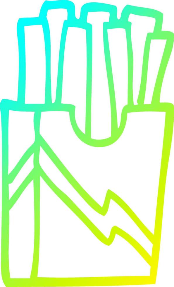 cold gradient line drawing cartoon fast food fries vector