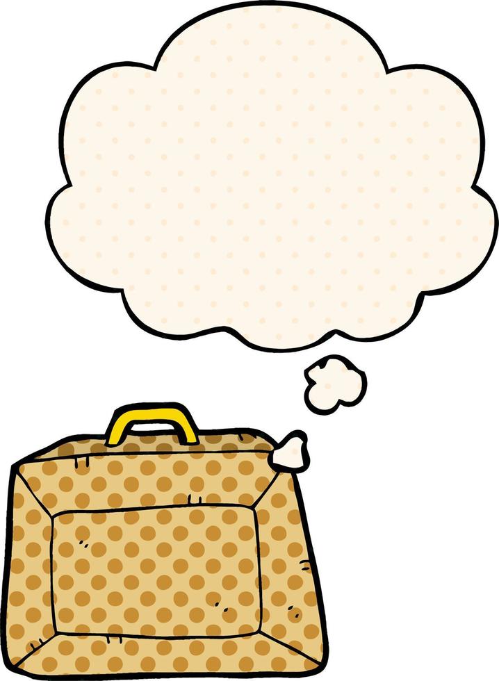 cartoon budget briefcase and thought bubble in comic book style vector