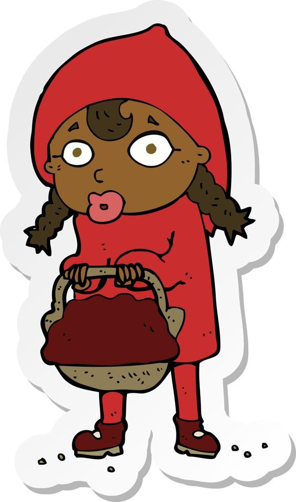 sticker of a little red riding hood cartoon vector