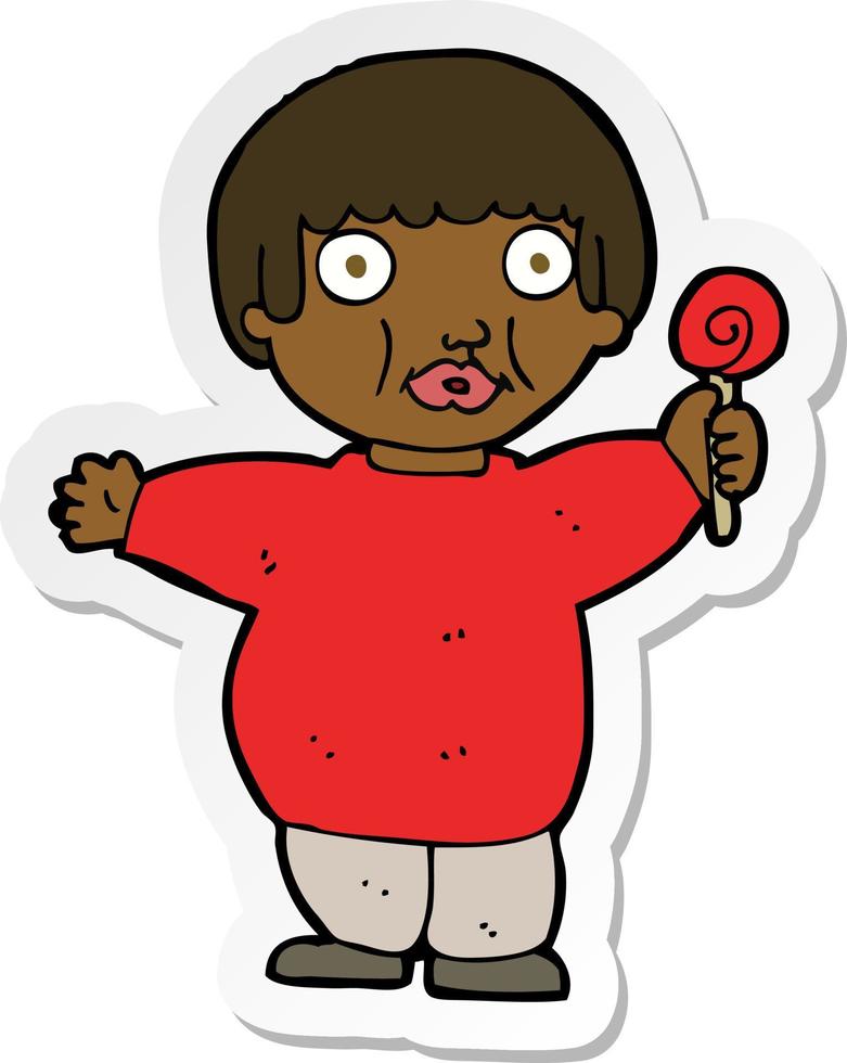 sticker of a cartoon fat child vector