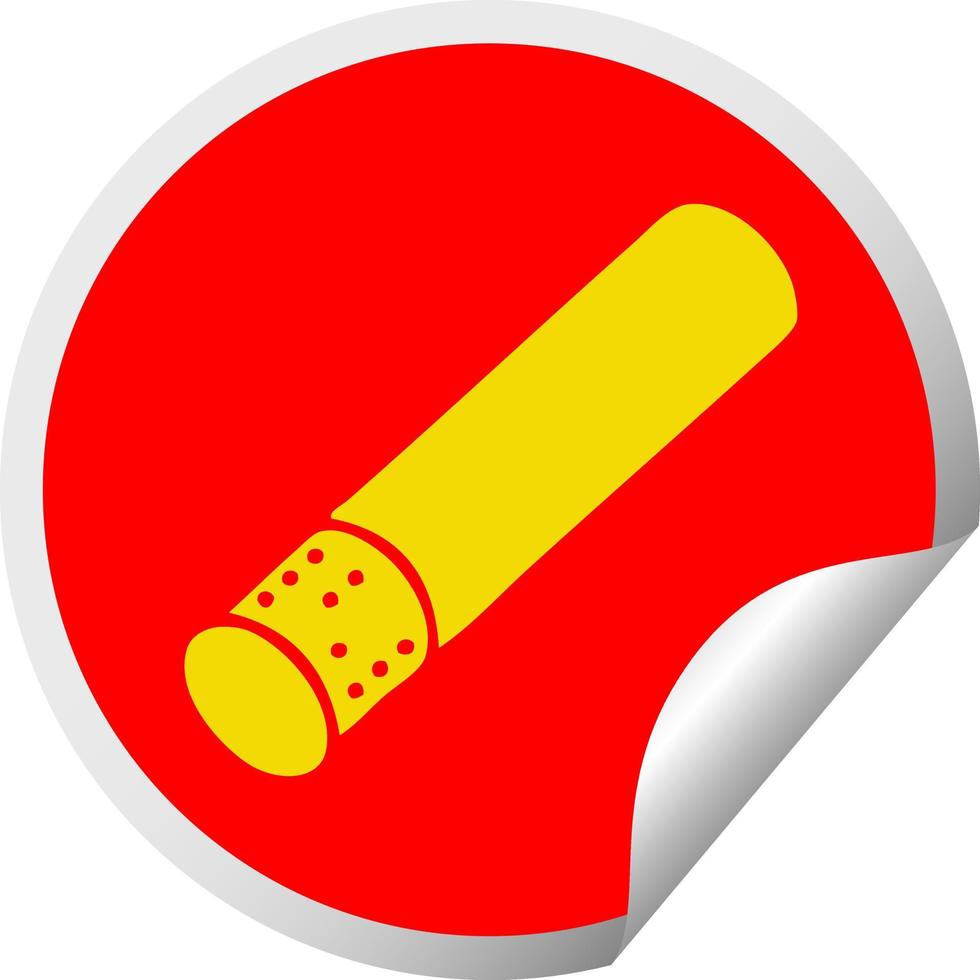 circular peeling sticker cartoon cigarette stick vector