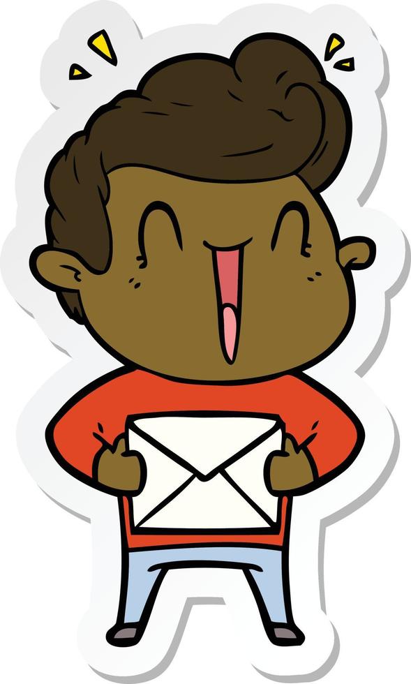 sticker of a cartoon excited man vector