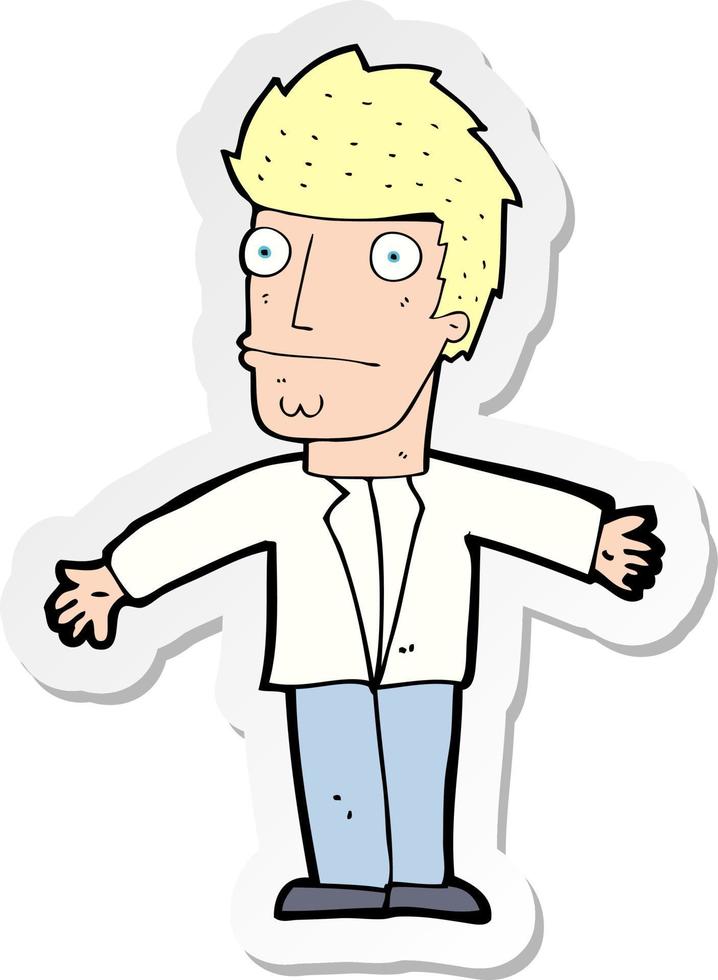 sticker of a cartoon confused man vector