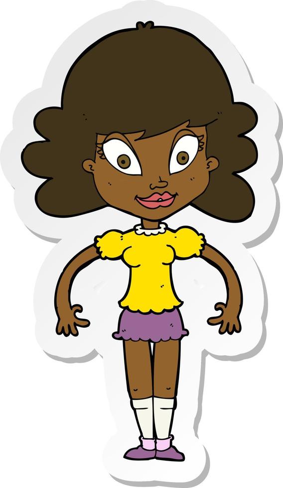 sticker of a cartoon pretty woman vector