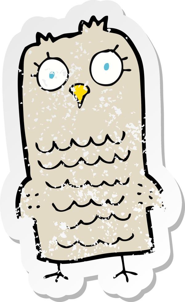 retro distressed sticker of a cartoon owl vector