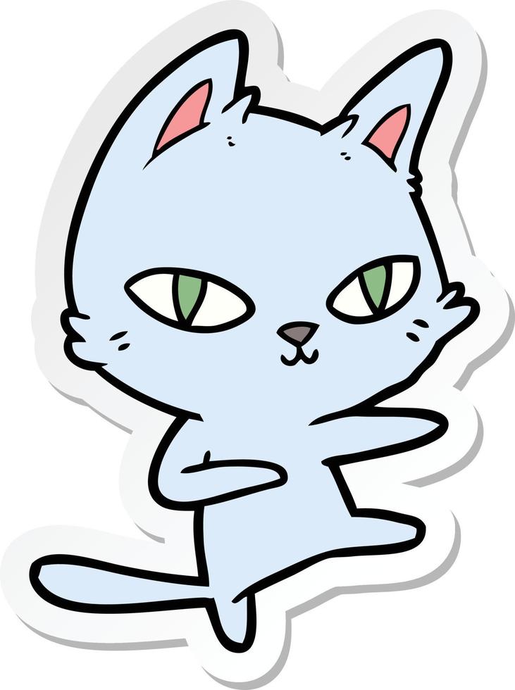 sticker of a cartoon cat dancing vector