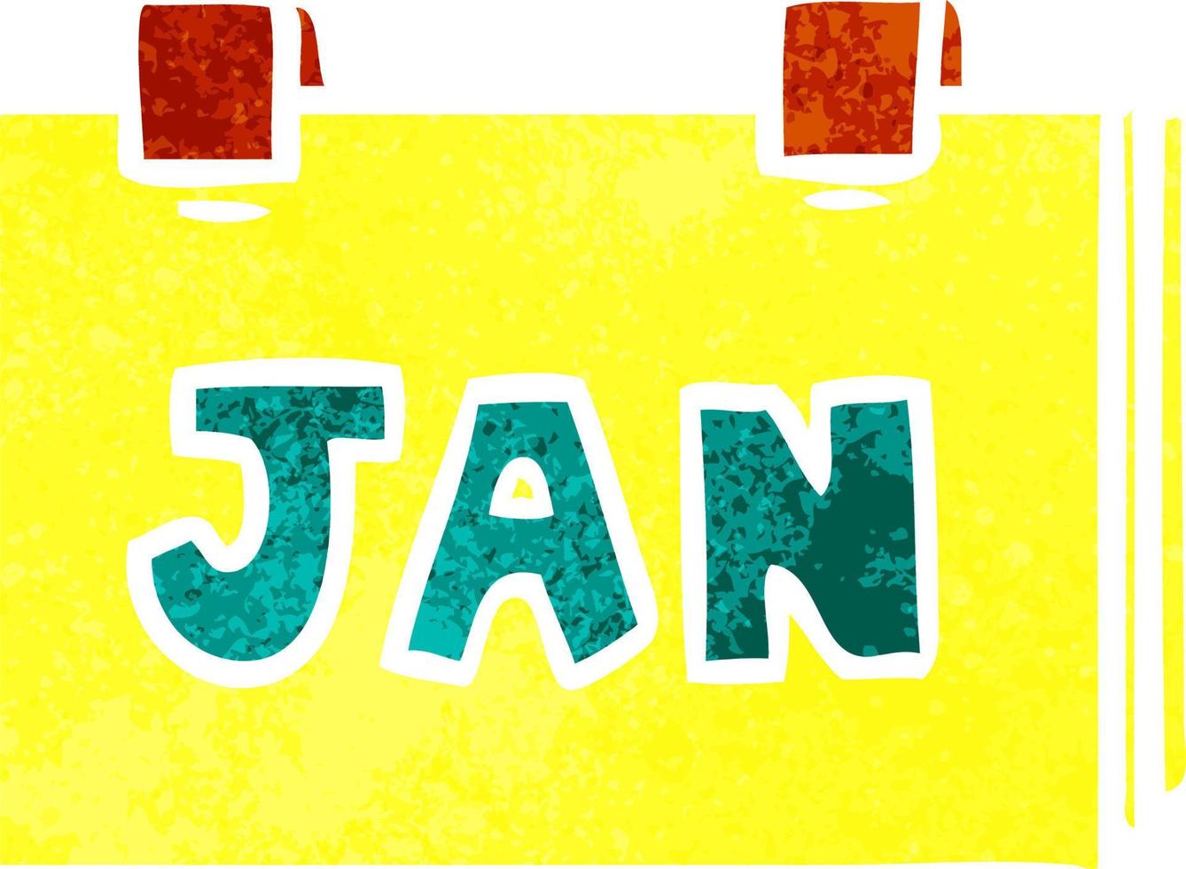 retro cartoon doodle of a calendar with jan vector