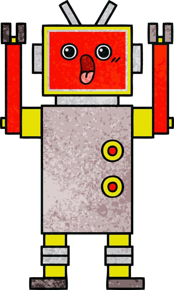 retro grunge texture cartoon robot vector