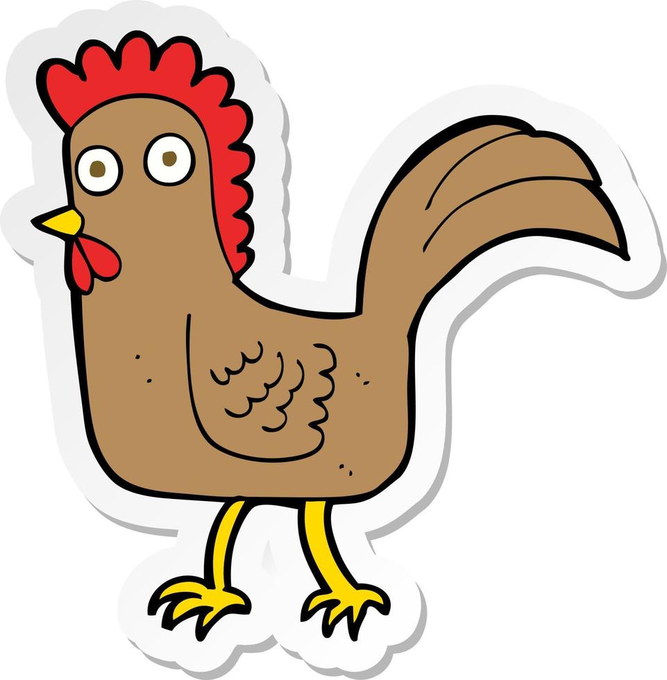 sticker of a cartoon chicken vector