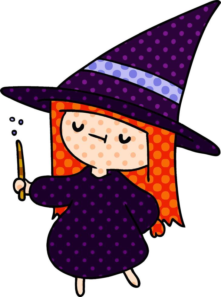 cartoon of a cute kawaii witch girl vector