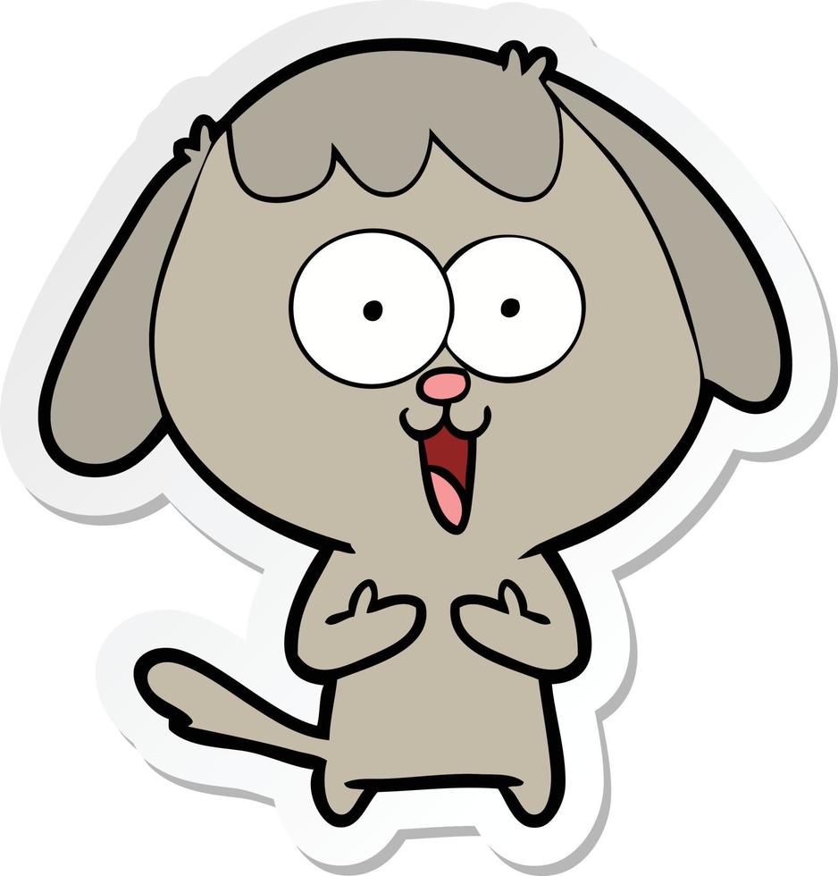 sticker of a cute cartoon dog vector