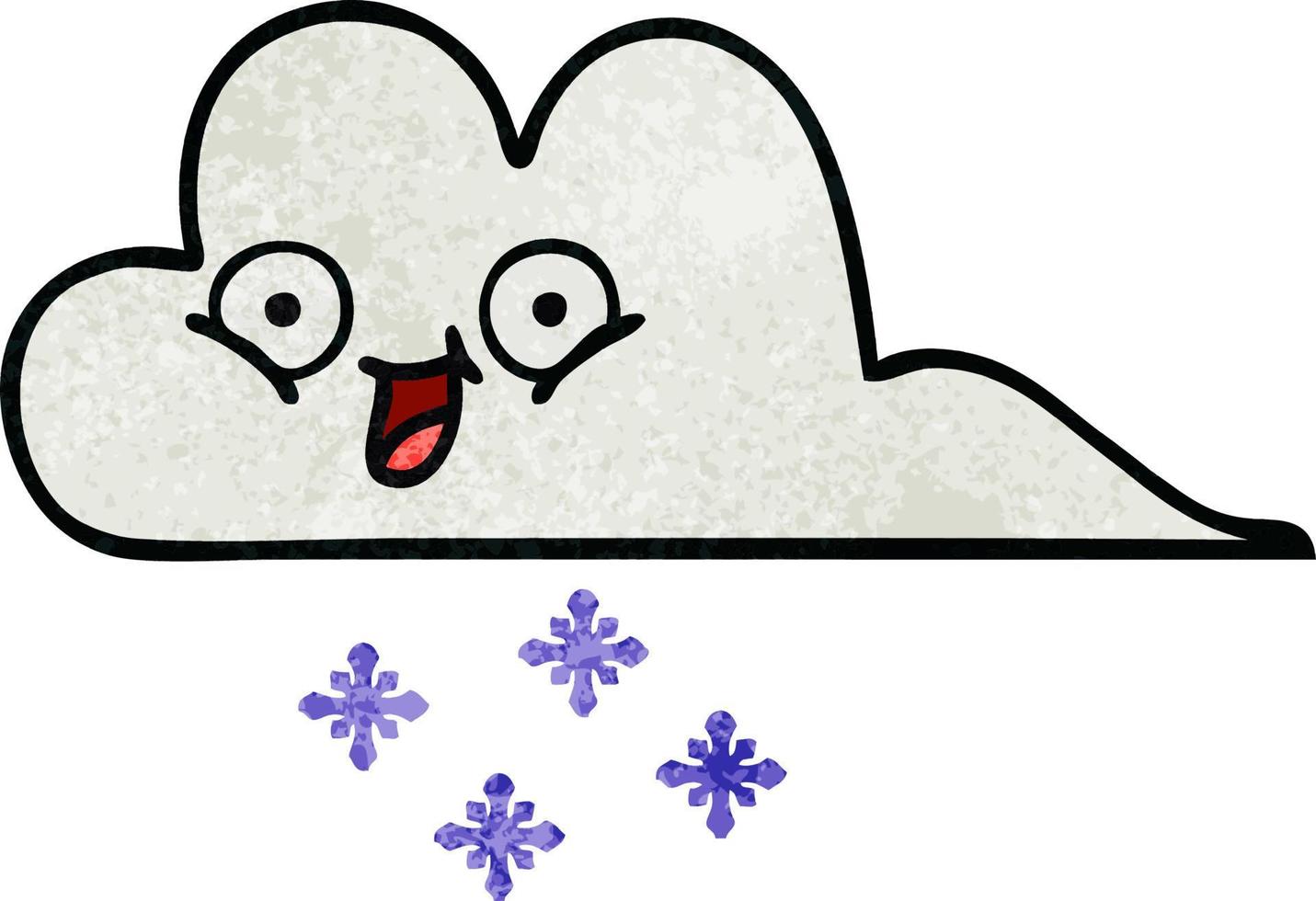 retro grunge texture cartoon snow cloud vector