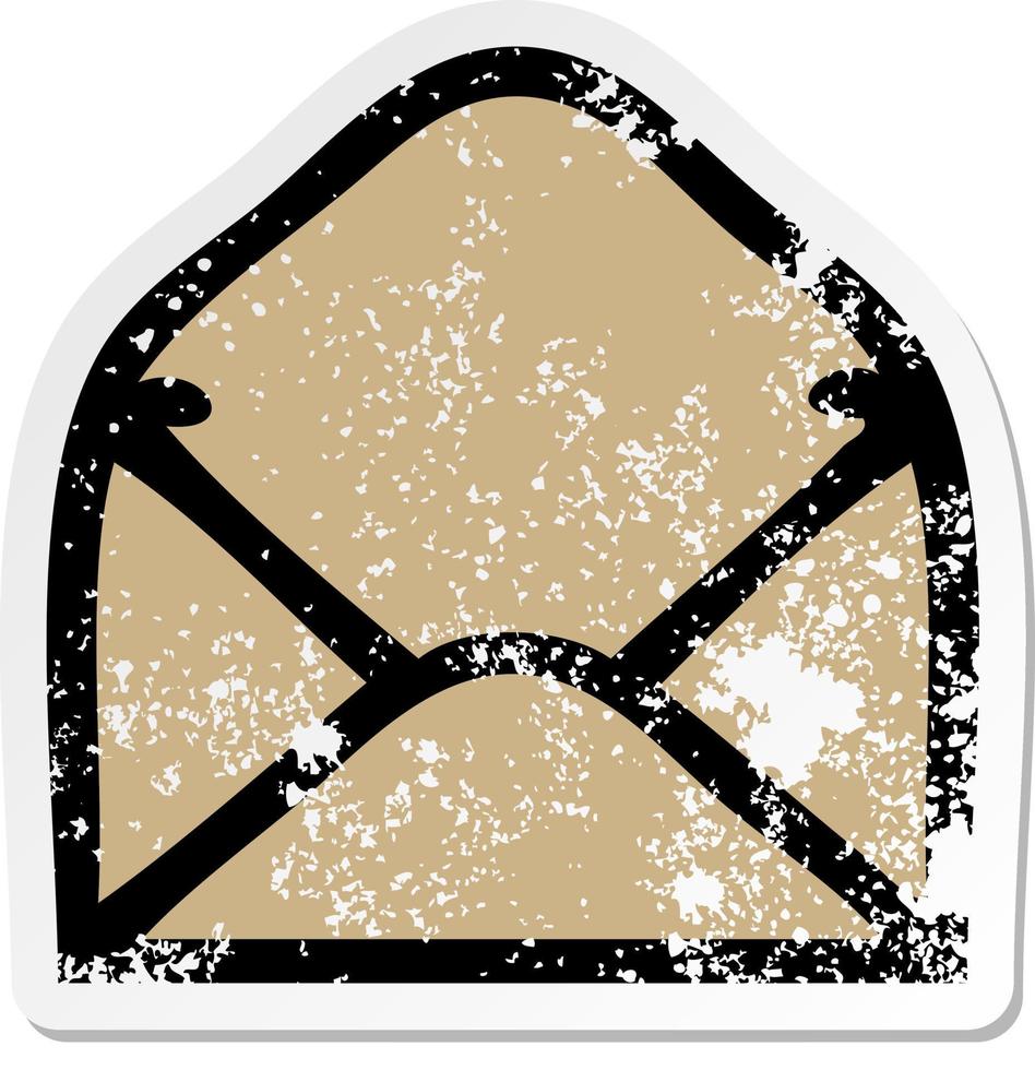 distressed sticker of a cute cartoon paper envelope vector