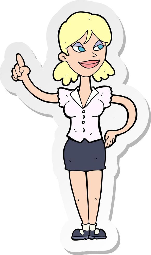 sticker of a cartoon woman with great idea vector