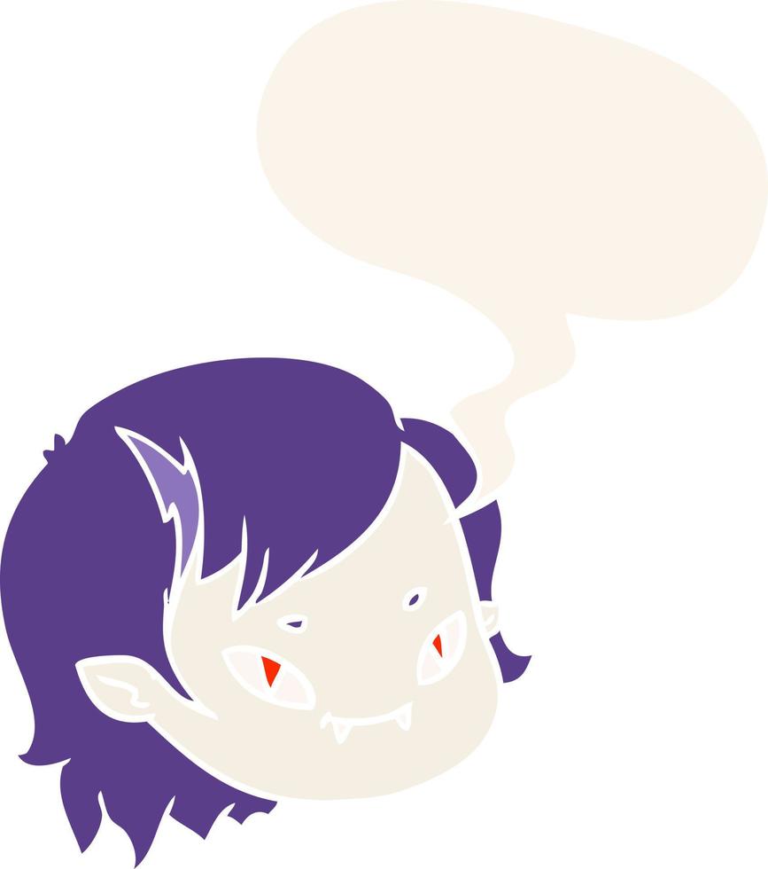 cartoon vampire girl face and speech bubble in retro style vector