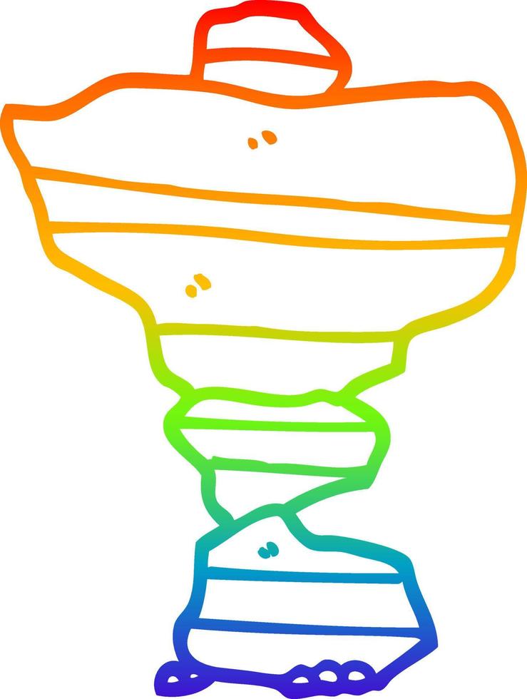 rainbow gradient line drawing cartoon of stacked stone vector