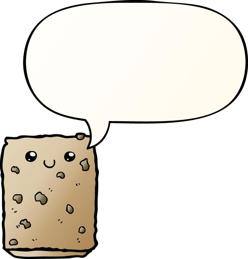 cartoon biscuit and speech bubble in smooth gradient style vector