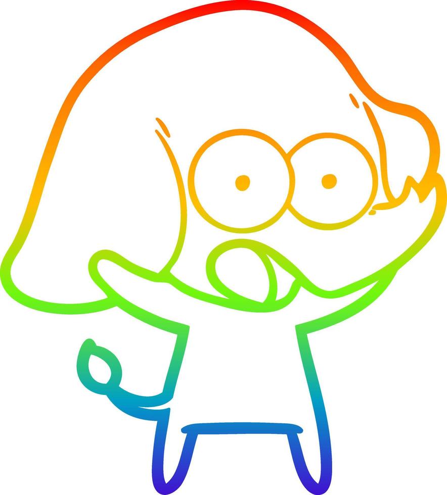 rainbow gradient line drawing cute cartoon elephant vector
