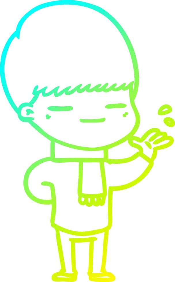 línea de gradiente frío dibujo chico presumido de dibujos animados vector