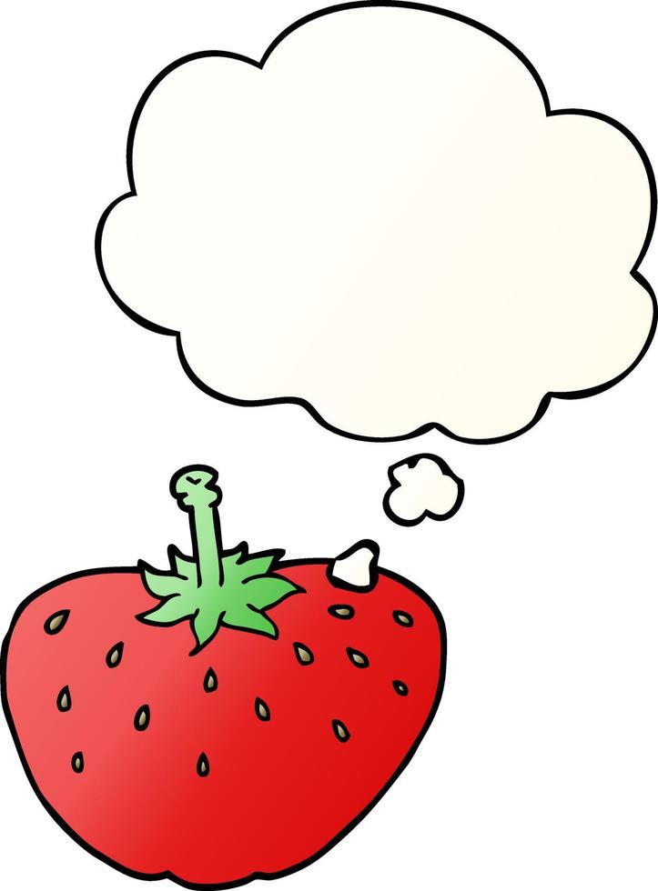 cartoon strawberry and thought bubble in smooth gradient style vector