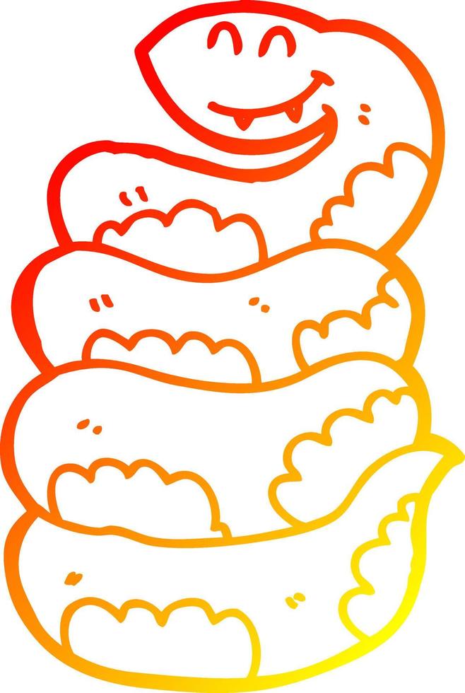 warm gradient line drawing cartoon snake vector