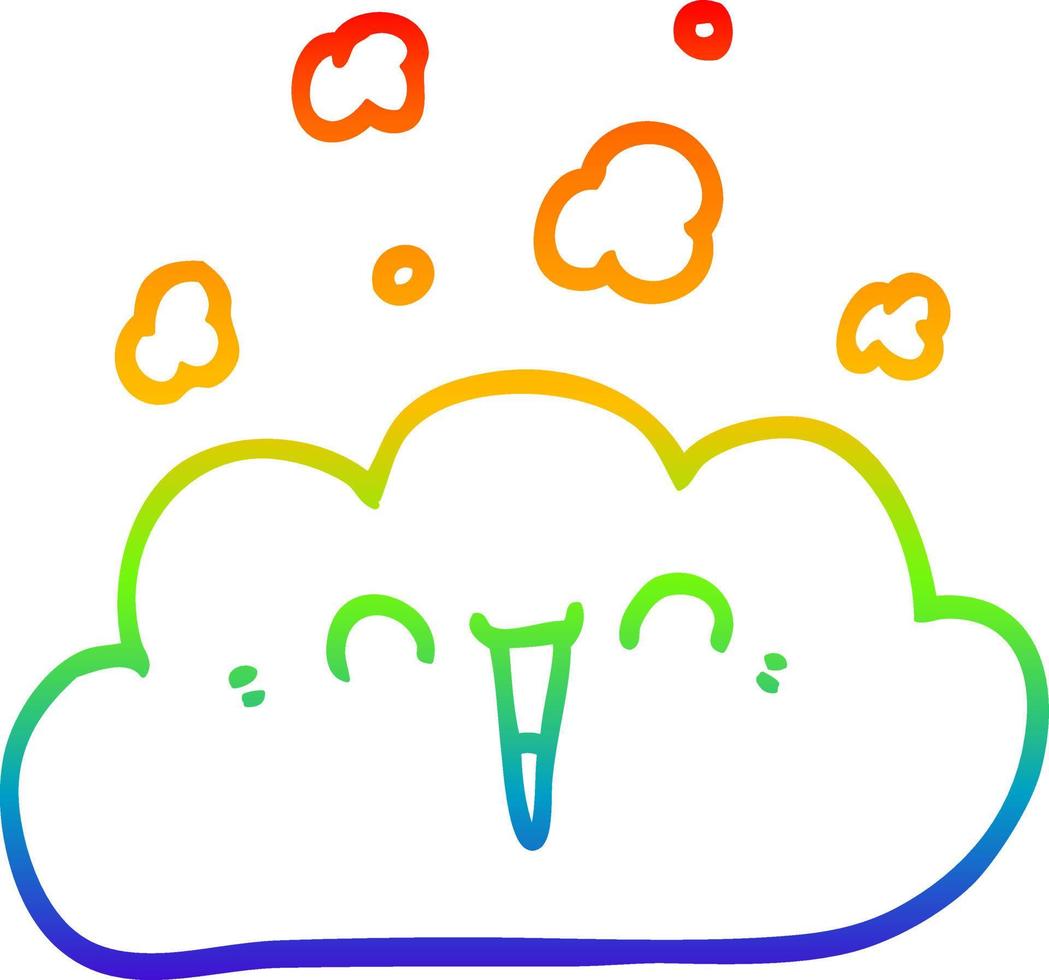 rainbow gradient line drawing cartoon happy cloud vector