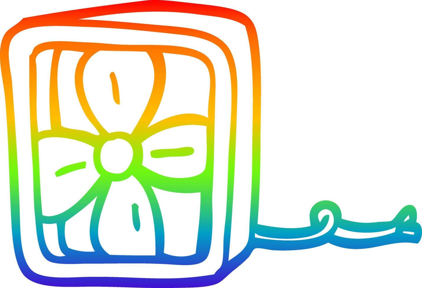 rainbow gradient line drawing cartoon electric fan vector