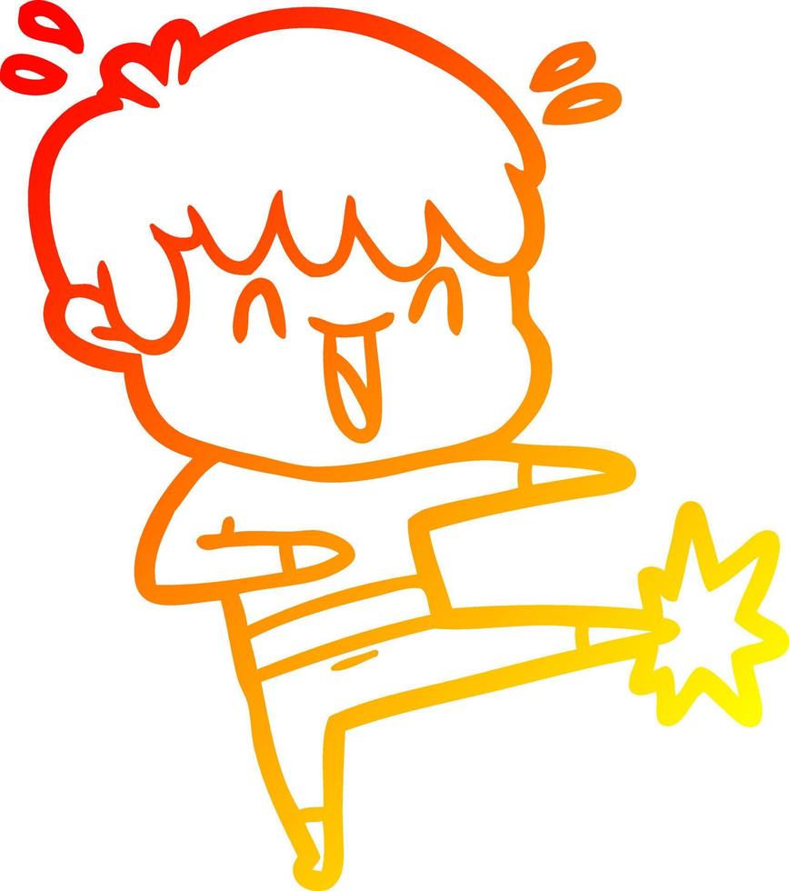 warm gradient line drawing cartoon laughing boy vector
