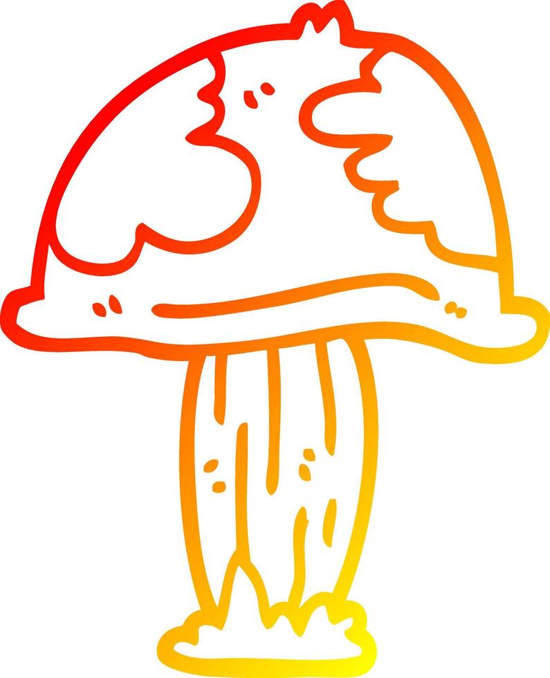 warm gradient line drawing cartoon poisonous toadstool vector