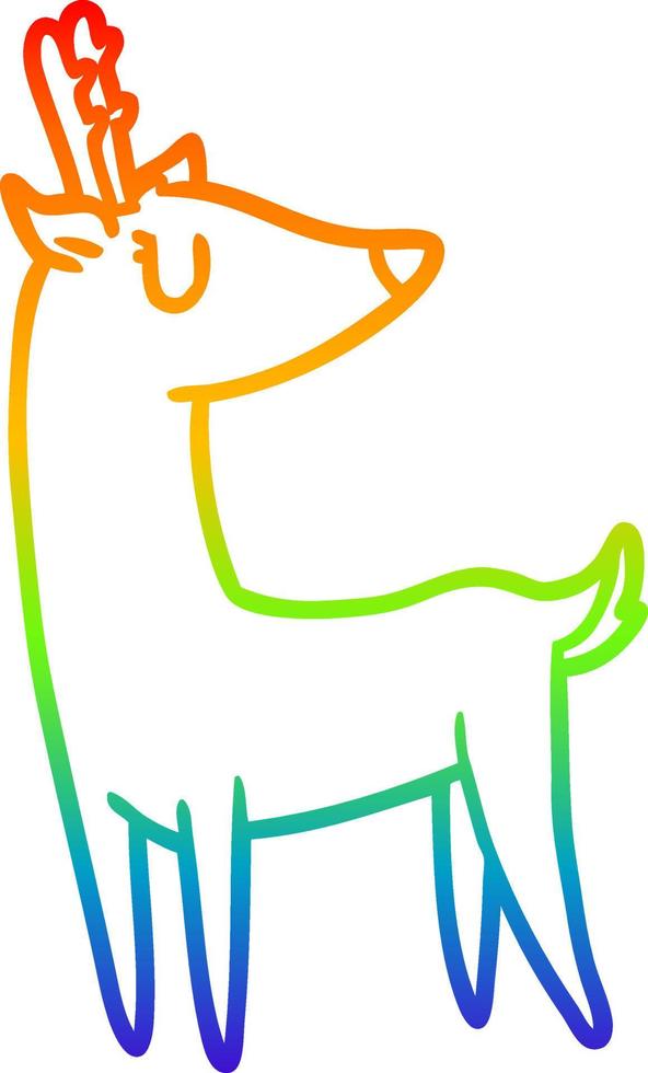 rainbow gradient line drawing Cartoon deer vector
