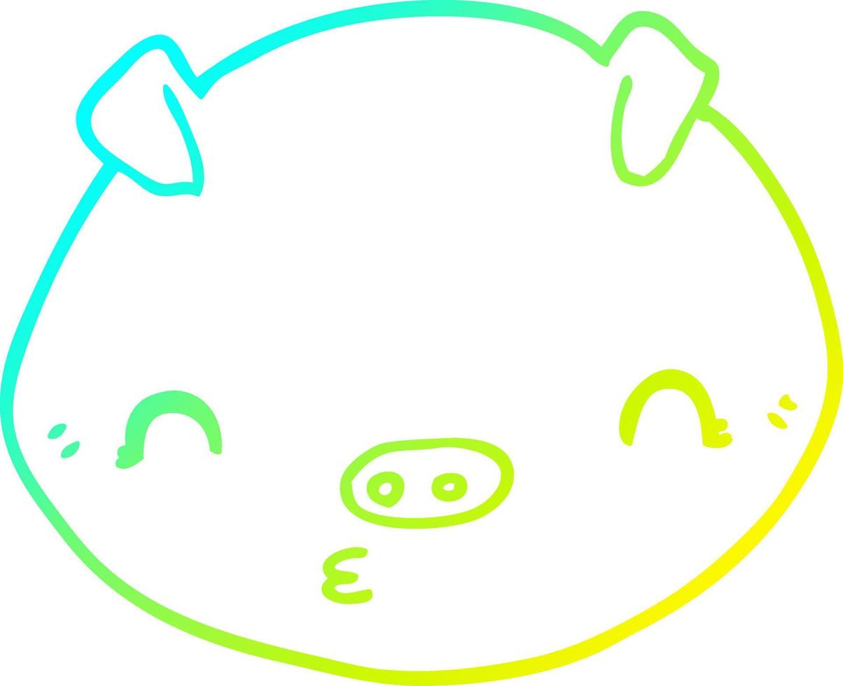 cold gradient line drawing cartoon pig vector