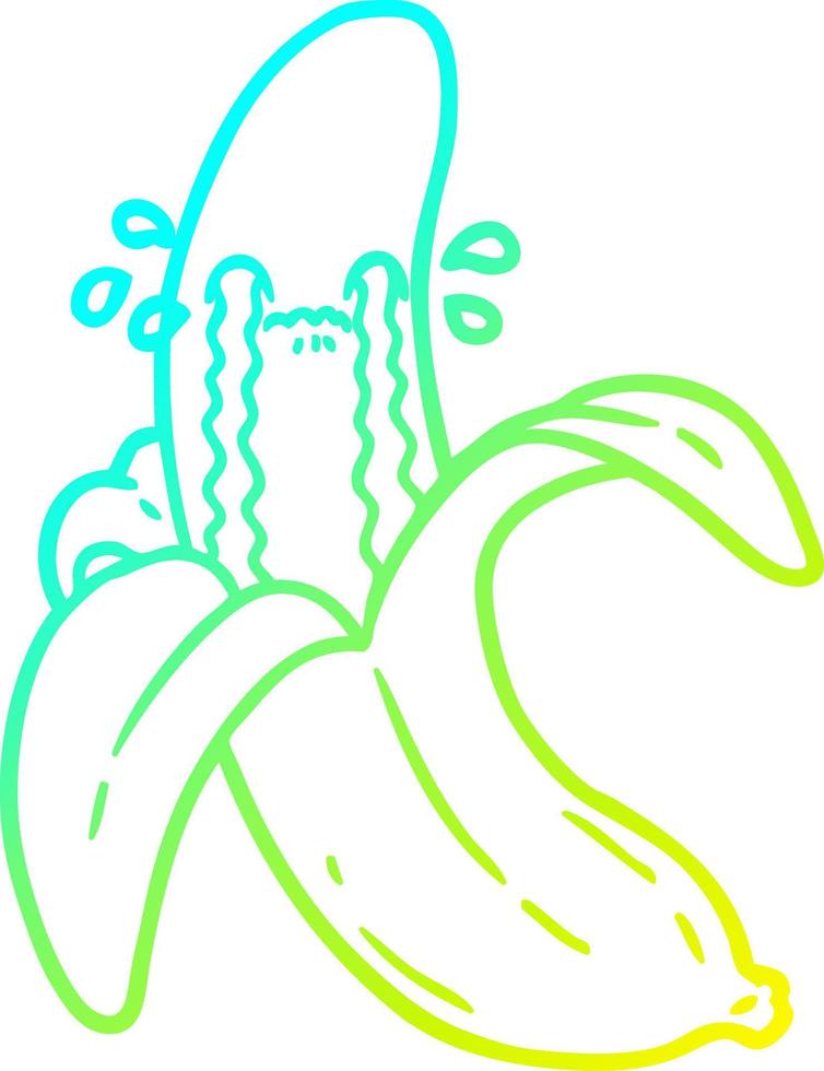 cold gradient line drawing cartoon crying banana vector