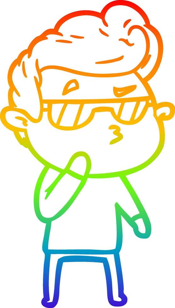 rainbow gradient line drawing cartoon cool guy vector