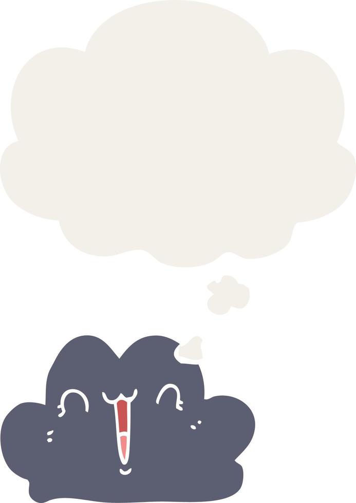 cute cartoon cloud and thought bubble in retro style vector