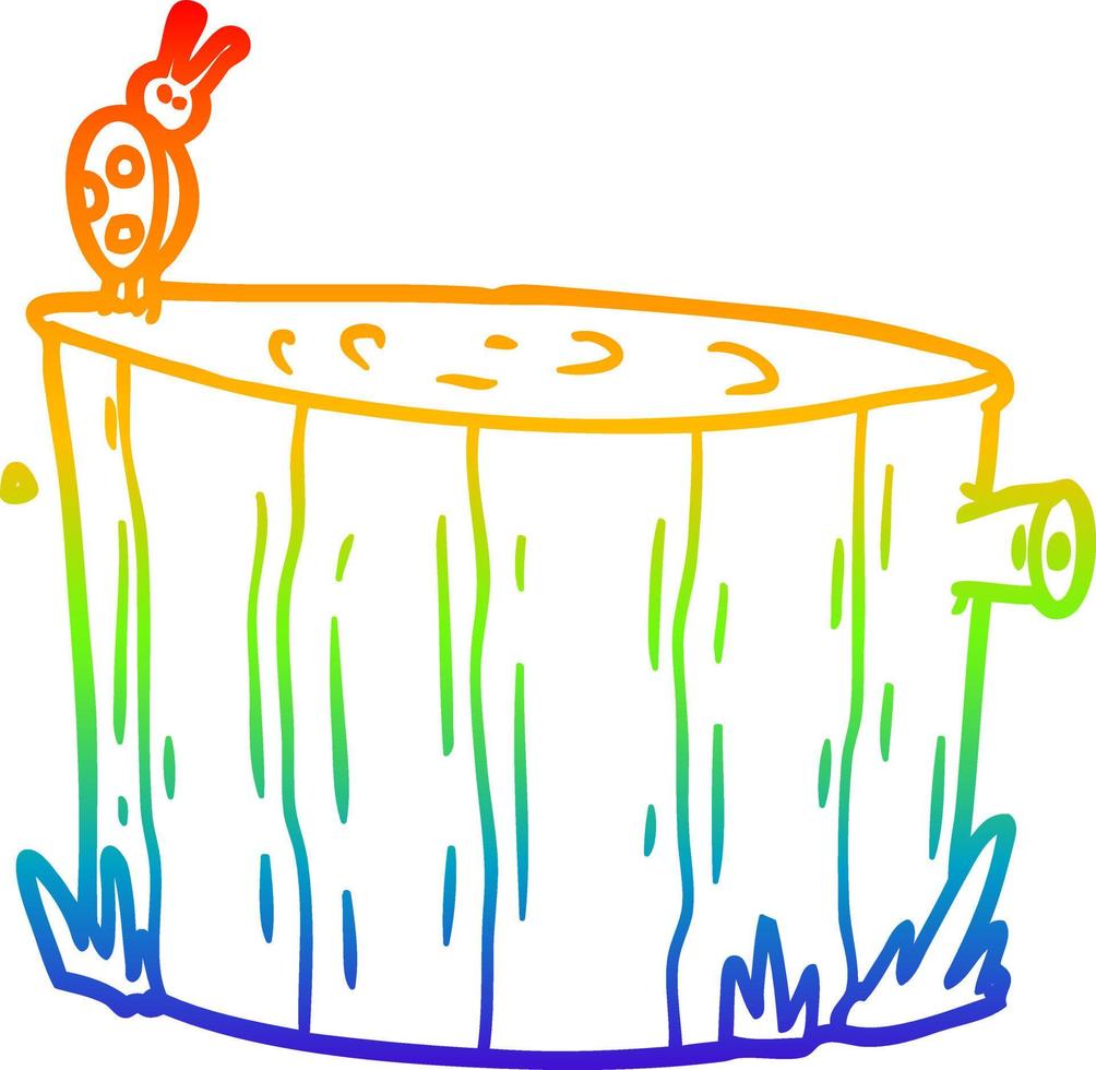 rainbow gradient line drawing cartoon tree stump vector