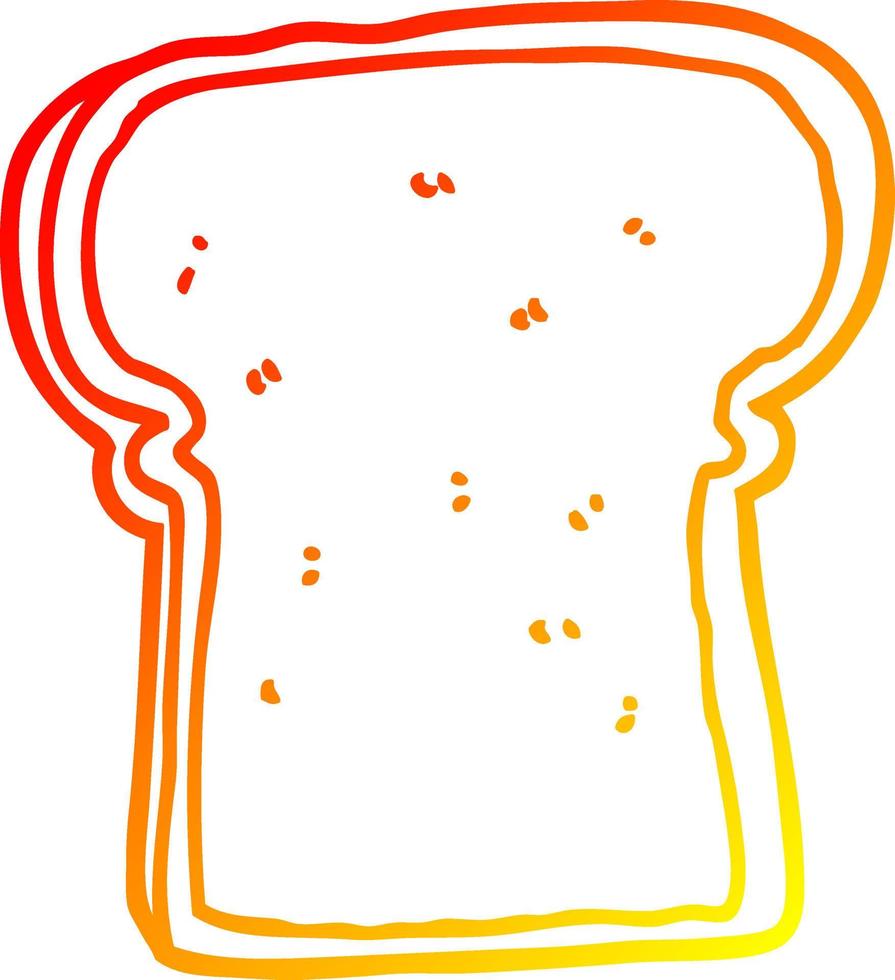 warm gradient line drawing cartoon slice of bread vector