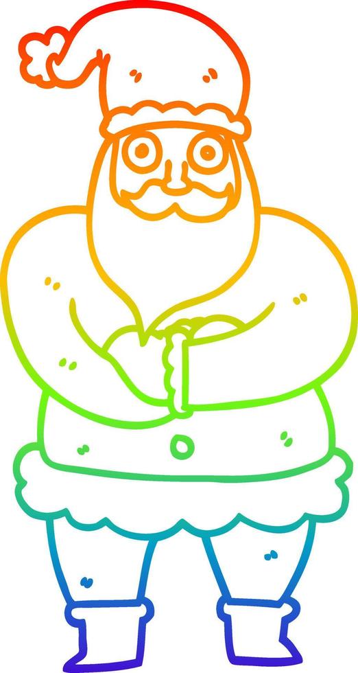 rainbow gradient line drawing cartoon santa vector